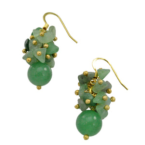 SE482GQ 18k Gold Plated Earrings with Green Quartz