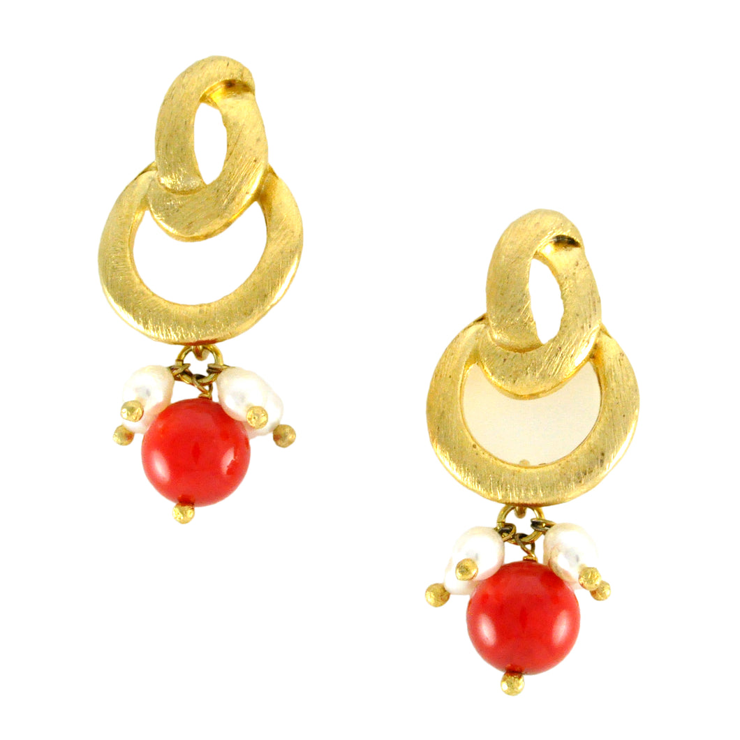 SE483CO Knot Top Earrings with Coral