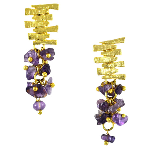 SE547AM Gold Plated Earrings with Amethyst
