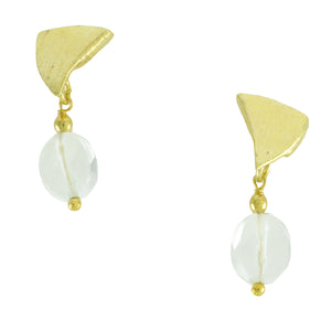 SE590CQ 18k Gold Plated Earrings with Clear Quartz