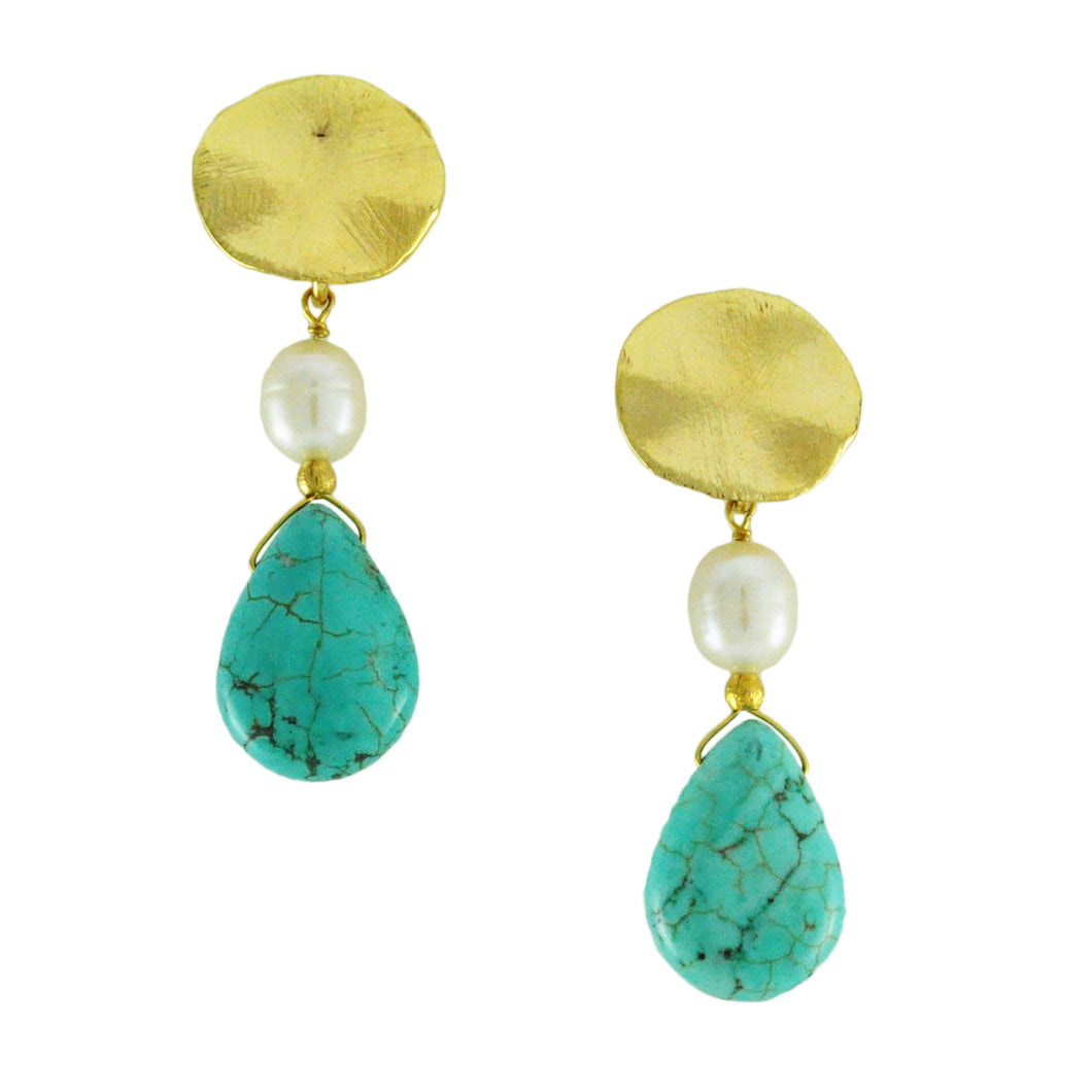 SE591 18k Gold Plated Earrings with Turquoise