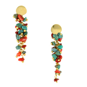 SE607 Earrings with Coral and Turquoise