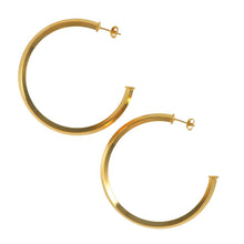 Load image into Gallery viewer, SE639A 18k Gold Plated Hoops with Pyramid Profile