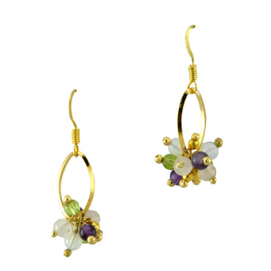 SE641 18k Gold Plated Earrings with Mixed Semiprecious Stone Balls