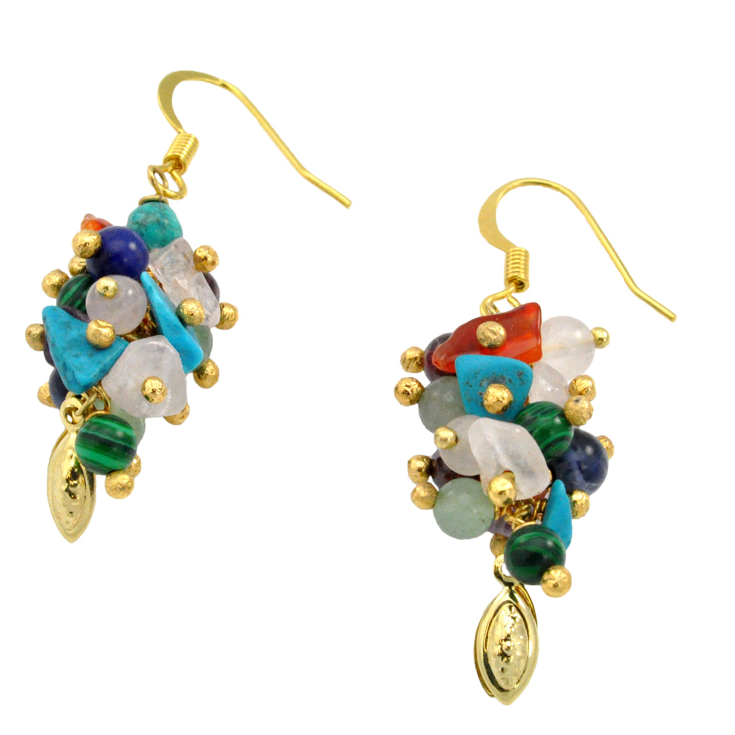 SE642 18k Gold Plated Earrings with Mixed Semiprecious Stones