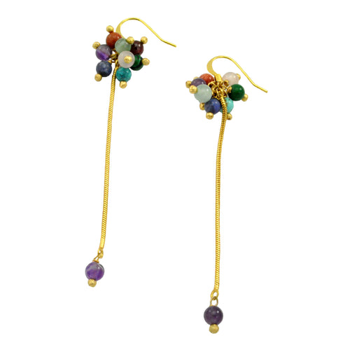 SE643 18k Gold Plated Earrings with Mixed Semiprecious Stones