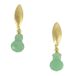 SE667 18k Gold Plated Earrings with Green Quartz