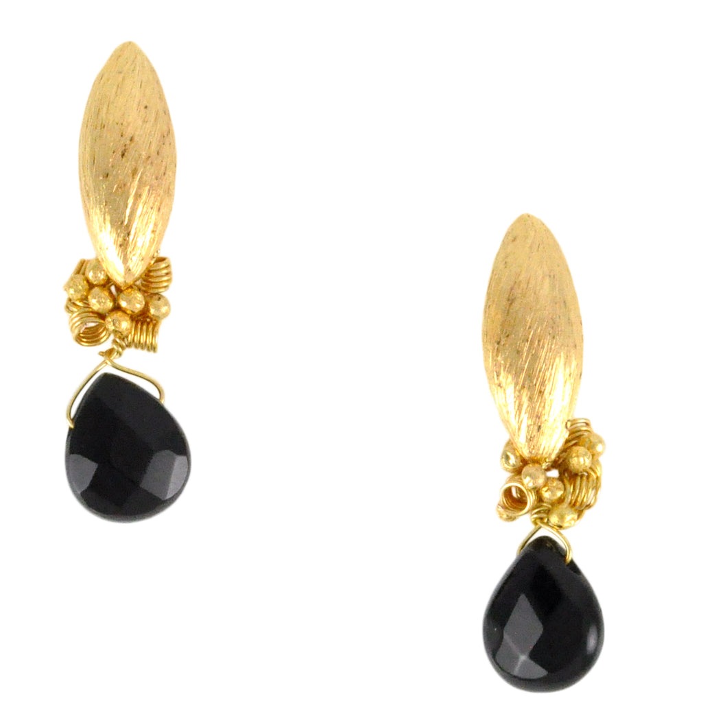 SE669 18k Gold Plated Earrings with Onyx