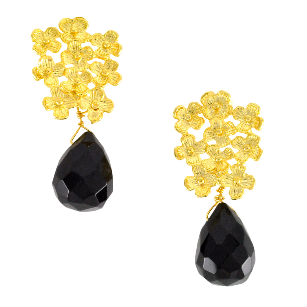 SE671 18k Gold Plated Earrings with Onyx
