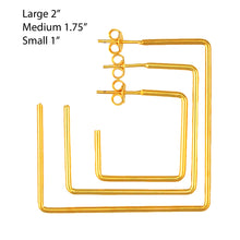 Load image into Gallery viewer, SE708MD 18k Gold Plated Square Hoops