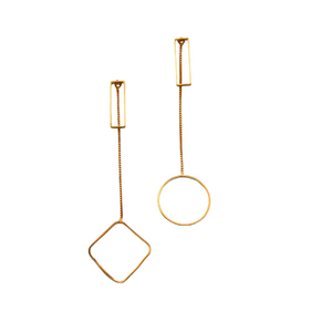 SE719AB Square/ Circle 18K Gold Plated Earrings
