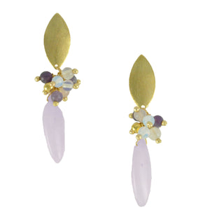 SE740RQ Rose Quartz and Gold Earrings