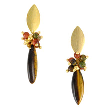 Load image into Gallery viewer, SE740TE Tiger Eye and Gold Earrings