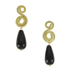 SE742 18k Gold Plated Earrings with Onyx