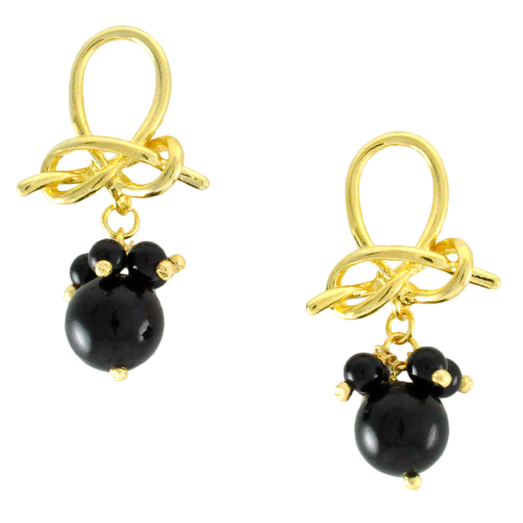 SE745ON Gold and Onyx Earrings