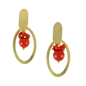 SE748CO Coral and Gold Earrings