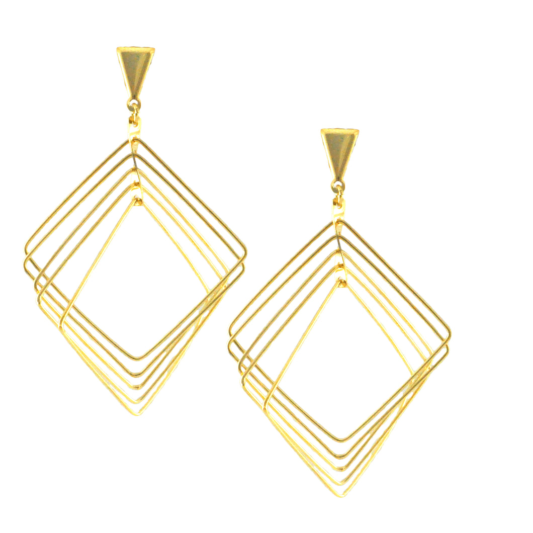 SE776 Many-Looped Plated Square Earrings