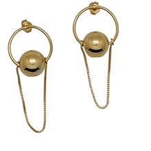 Load image into Gallery viewer, SE786 Circle with a Gold Ball and a Chain Earrings