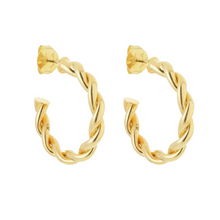 Load image into Gallery viewer, SE800B 18K Gold Plated &quot;twist&quot; Hoop Earrings