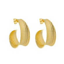 Load image into Gallery viewer, SE804 18K Gold Plated Textured Hoop