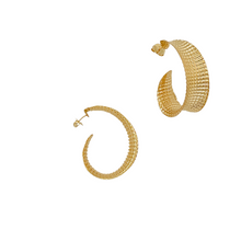 Load image into Gallery viewer, SE804 18K Gold Plated Textured Hoop