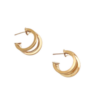 Load image into Gallery viewer, SE838 18K Gold Plated Tri Layered Hoops
