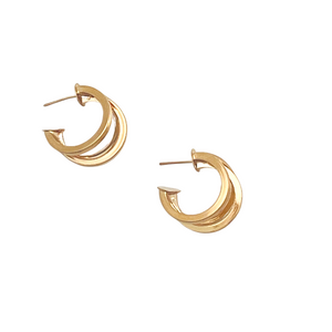 SE838 18K Gold Plated Tri Layered Hoops