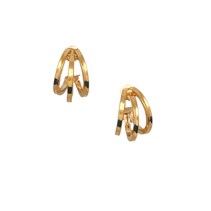 SE838 18K Gold Plated Tri Layered Hoops