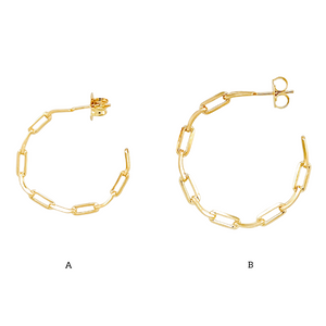 SE851A 18K Gold Plated "chain" look Hoop
