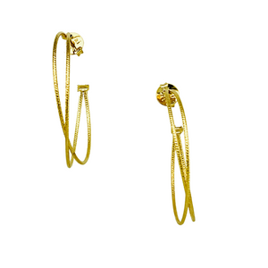SE856 18K Gold Plated Plated  "X" wire Hoop
