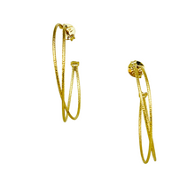 Load image into Gallery viewer, SE856 18K Gold Plated Plated  &quot;X&quot; wire Hoop