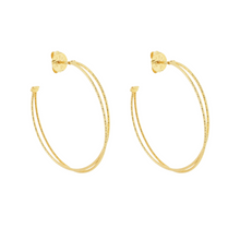 Load image into Gallery viewer, SE856 18K Gold Plated Plated  &quot;X&quot; wire Hoop