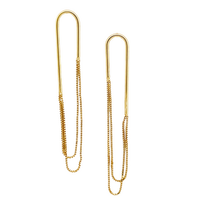 SE857 18K Gold Plated Earring with double chains