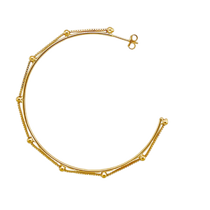 SE868 18K Gold Plated Hoop with a Chain across the Circle
