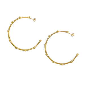 SE868 18K Gold Plated Hoop with a Chain across the Circle
