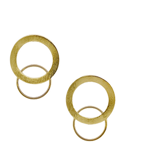 SE876 18K Gold Plated Double Circles Earrings