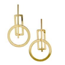 Load image into Gallery viewer, SE877 Shinny and Brushed 18K Gold Plated Earrings