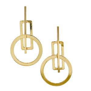 SE877 Shinny and Brushed 18K Gold Plated Earrings