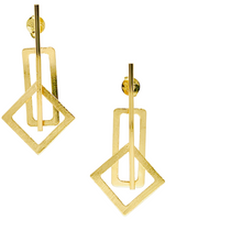 Load image into Gallery viewer, SE878 Brushed Geometric 18K Gold Plated Earring