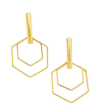 Load image into Gallery viewer, SE879 18K Gold Plated Double Hexagon Earrings