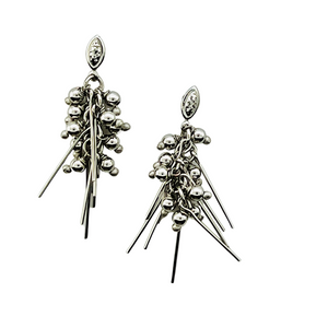 SE887R  Rhodium Plated Spikes Earrings