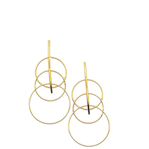 SE889 18K Gold Plated Triple Circles Earrings
