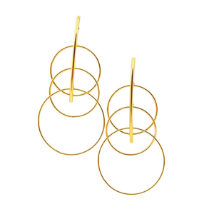 SE889 18K Gold Plated Triple Circles Earrings