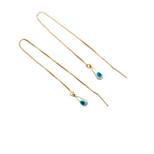 Load image into Gallery viewer, SE893evil 18K Gold Plated &quot;Thread&quot; Earrings with a Evil Eye Drop