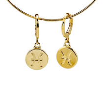 Load image into Gallery viewer, SE900B &quot;Pisces Zodiac&quot; 18K Gold Plated Huggie Hoop Earrings