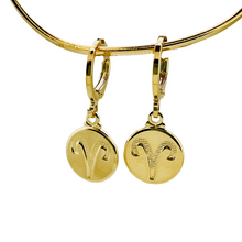 Load image into Gallery viewer, SE900C  &quot;Aries Zodiac&quot; 18K Gold Plated Huggie Hoop Earrings