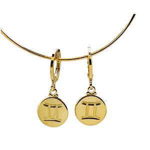 SE900E "Gemini Zodiac" 18K Gold Plated Huggie Hoop Earrings