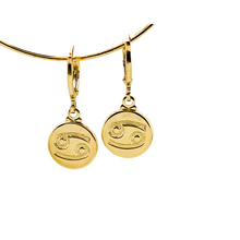 Load image into Gallery viewer, SE900F &quot;Cancer Zodiac&quot; 18K Gold Plated Huggie Hoop Earrings
