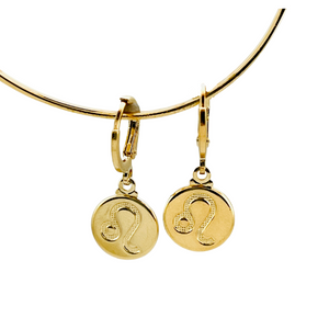SE900G "Leo Zodiac" 18K Gold Plated Huggie Hoop Earrings
