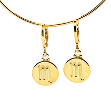 Load image into Gallery viewer, SE900J &quot;Scorpio Zodiac&quot; 18K Gold Plated Huggie Hoop Earrings